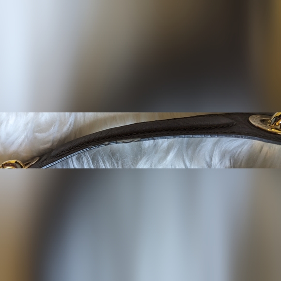 EUC Rebecca Minkoff dark green shiny soft leather interior blue/blk polka dot - Picture 14 of 14